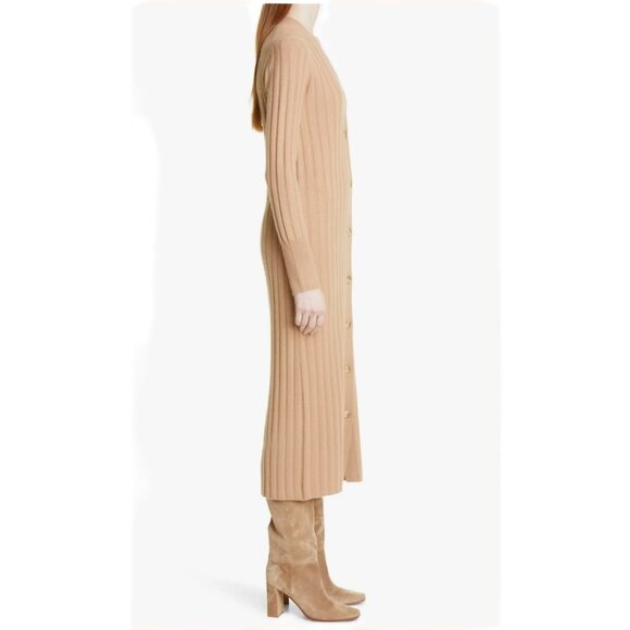 NORDSTROM SIGNATURE Cashmere Blend Cardigan Camel Ribbed Long Size XS - Picture 3 of 12